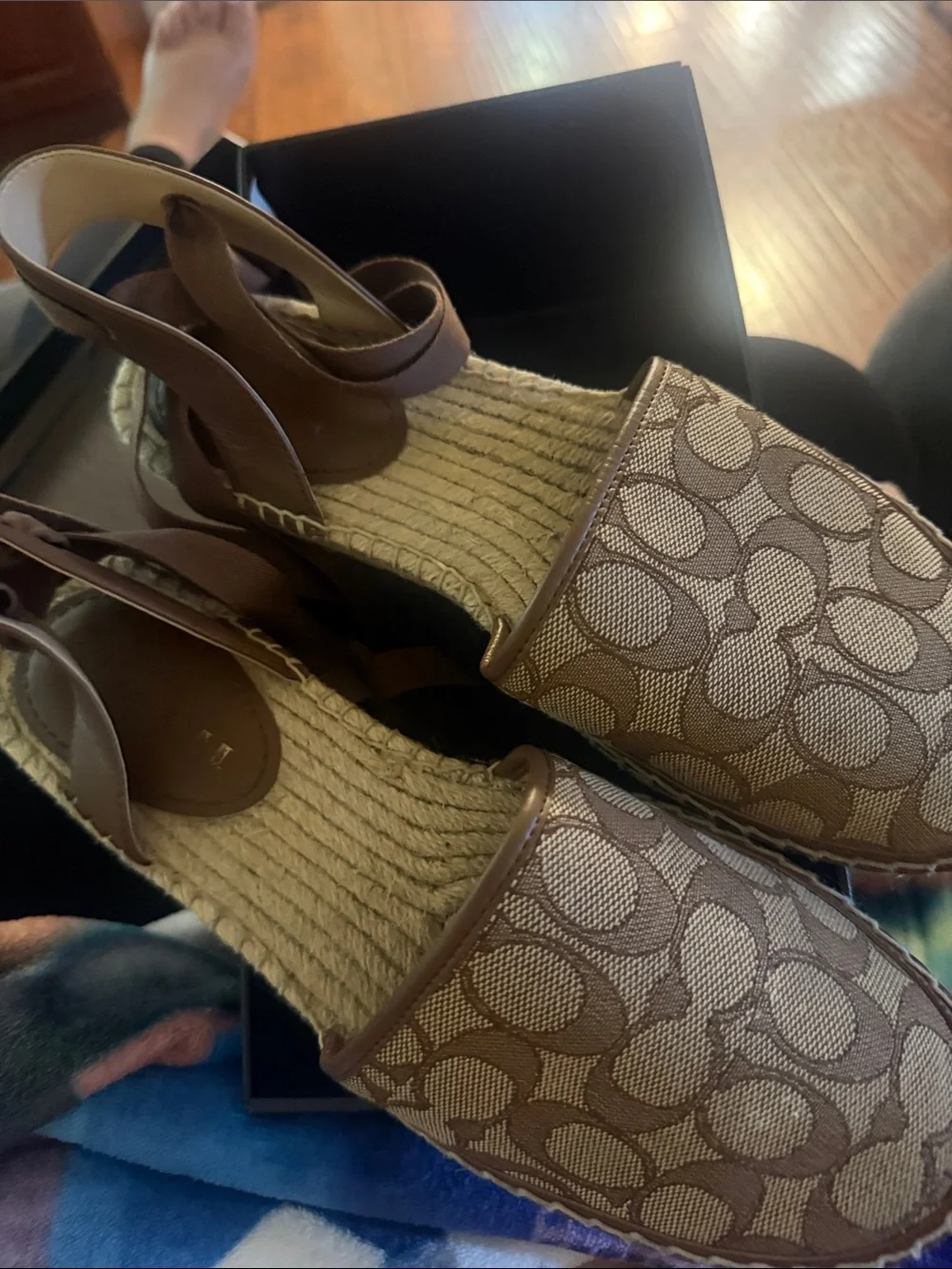 Coach Tan/Brown Signature Canvas Espadrille Slingback